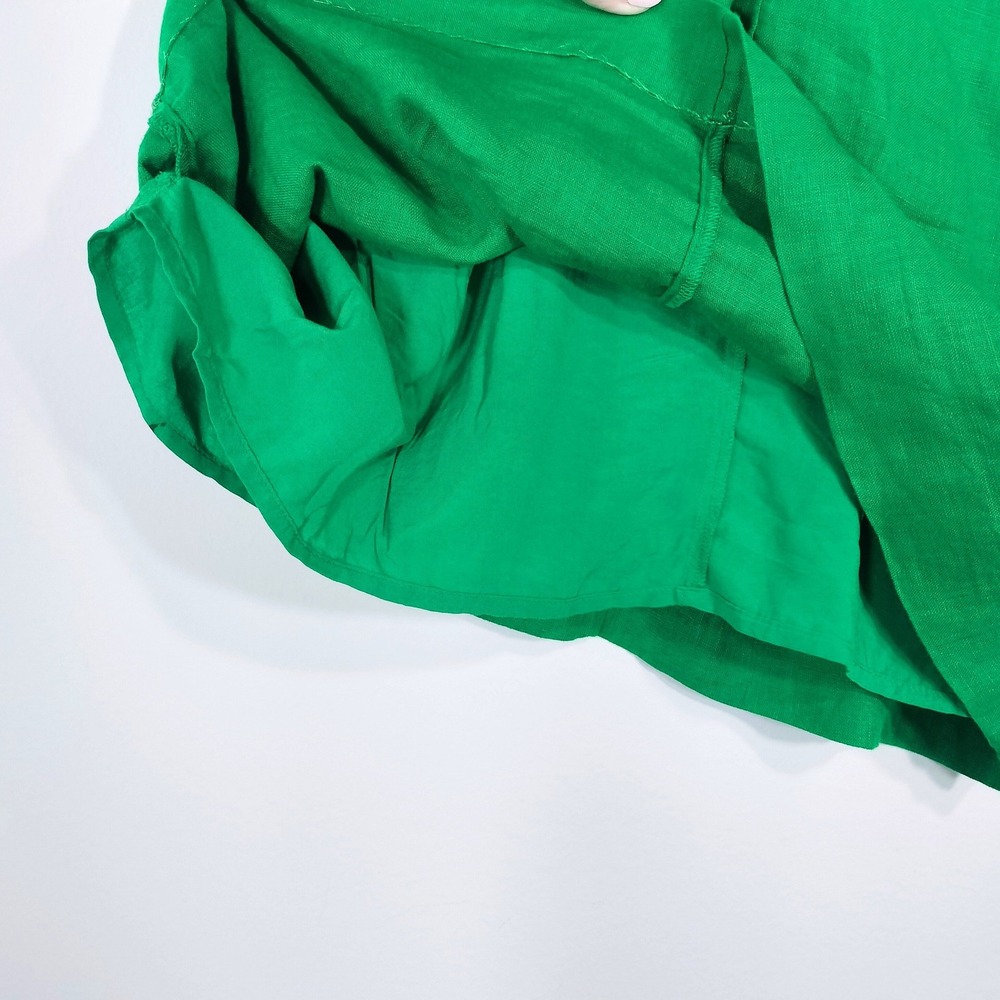 J.Crew Green Linen Shift Dress; V-Neck Sleeveless Pockets NWT - Picture 8 of 9